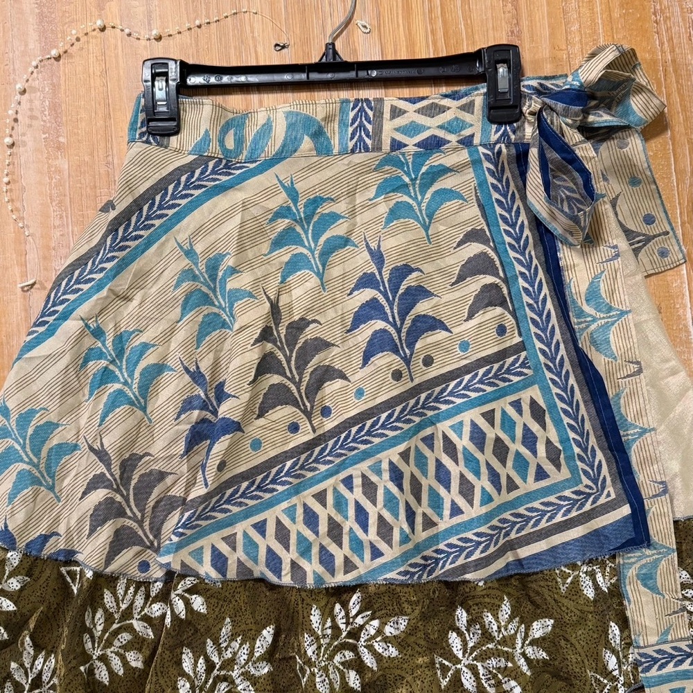 NWT EARTHBOUND Blue and Green Patterned Mini Skirt